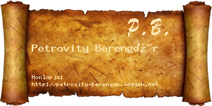 Petrovity Berengár névjegykártya